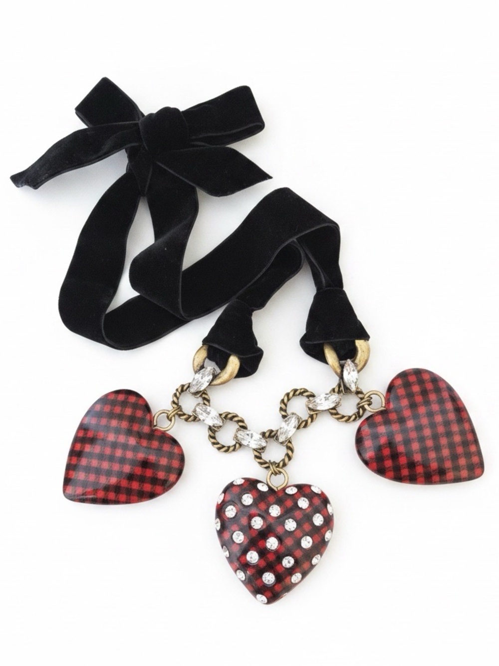 Betsey Johnson Vintage School Girl Heart Charm Necklace